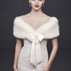 Faux-Fur Wrap with Satin Ribbon Tie